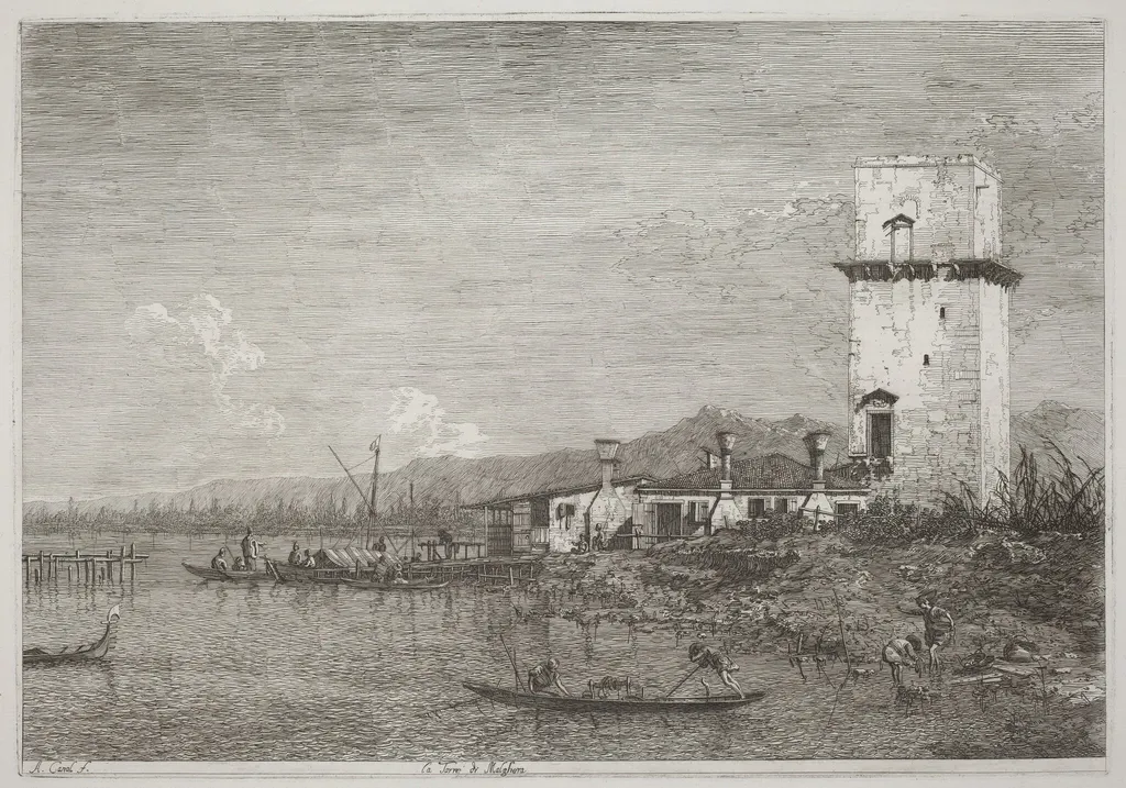 La Torre di Malghera, by Canaletto, ink, 1740