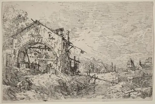 Landscape with a Woman at a Well, by Canaletto
