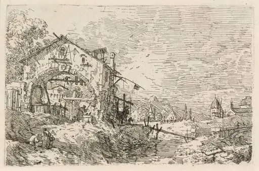 Landscape with a Woman at a Well, by Canaletto