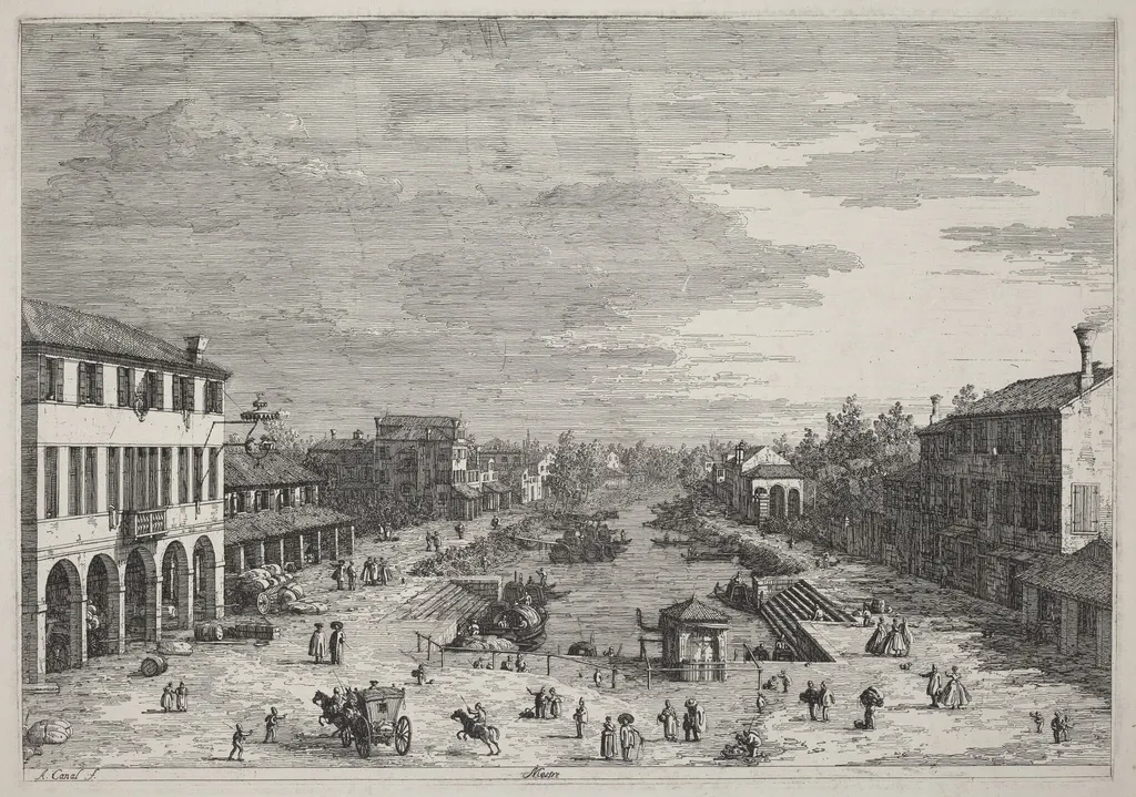 Mestre, by Canaletto, ink, 1740