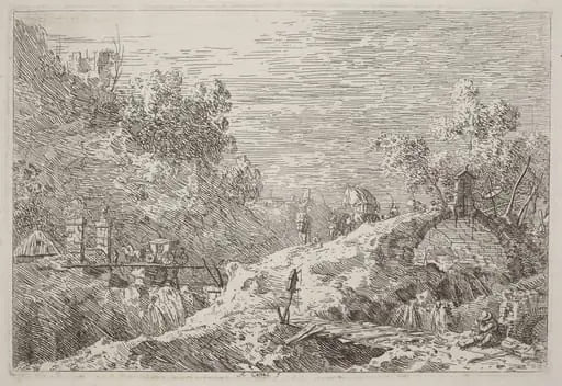 Mountain Landscape with Five Bridges, by Canaletto