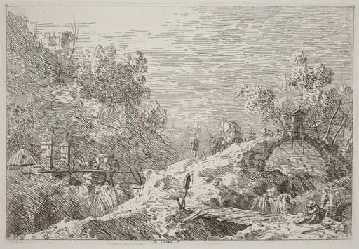 Mountain Landscape with Five Bridges [lower right], by Canaletto