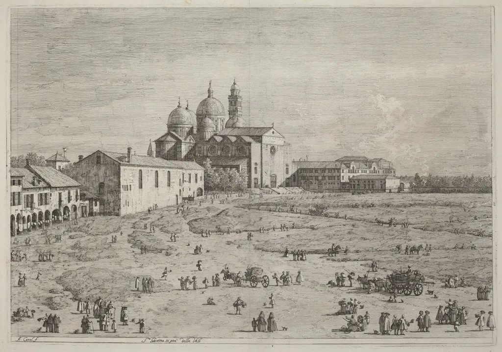 S. Giustina in pra della Vale, by Canaletto, ink, 1740