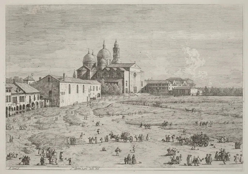 S. Giustina in pra della Vale, by Canaletto, ink, 1740