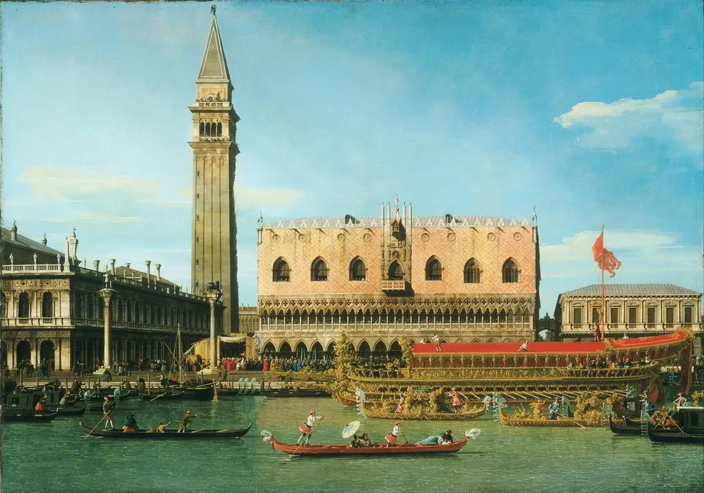 The Bucintoro at the Molo on Ascension Day, by Canaletto, 1745