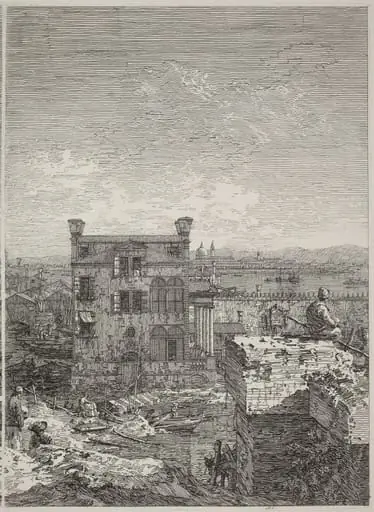 The House with the Peristyle [right], by Canaletto