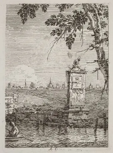 The Little Monument [left], by Canaletto