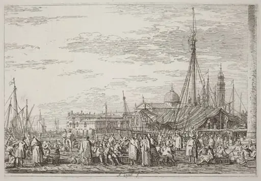 The Market on the Molo [upper left], by Canaletto