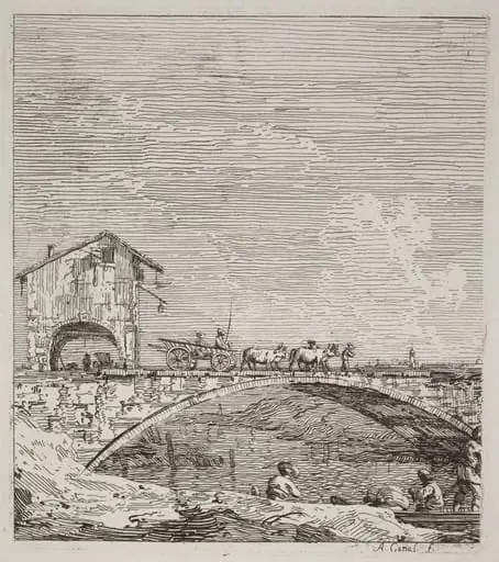 The Wagon Passing over a Bridge, by Canaletto