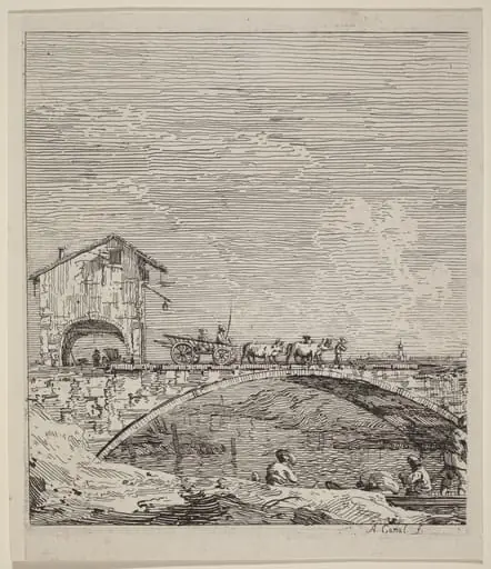 The Wagon Passing Over a Bridge, by Canaletto