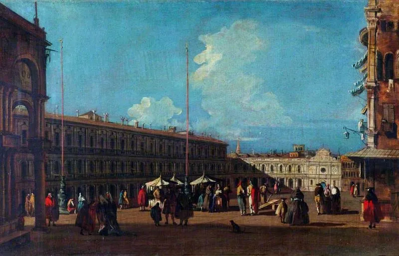 Venice: The Piazza San Marco Looking West, by Canaletto, oil, 1737