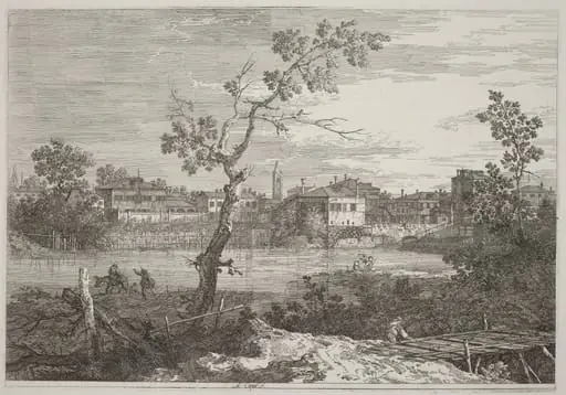 View of a Town on a River Bank, by Canaletto