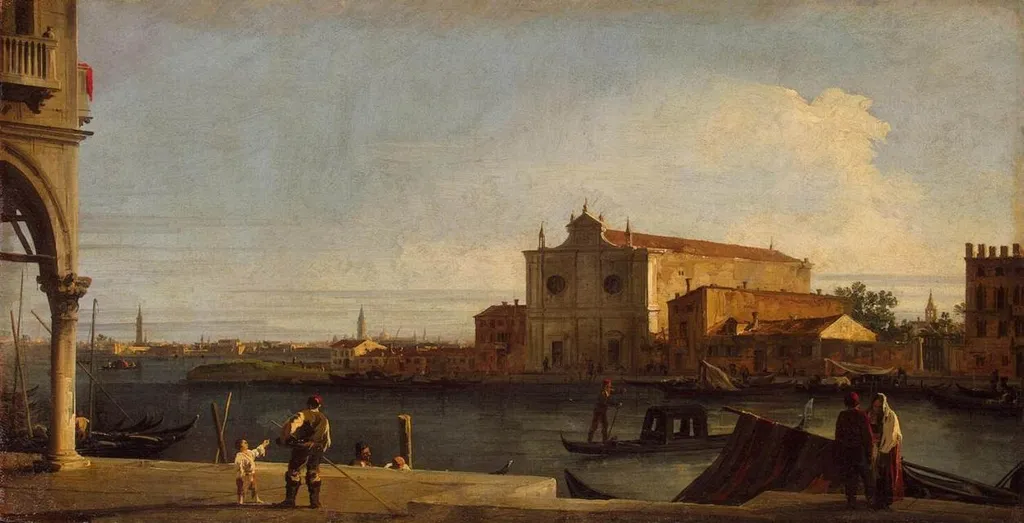 View of San Giovanni dei Battuti at Murano, by Canaletto, oil, 1725
