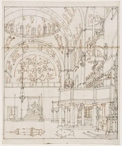 View of the interior of St. Mark's, Venice, by Canaletto