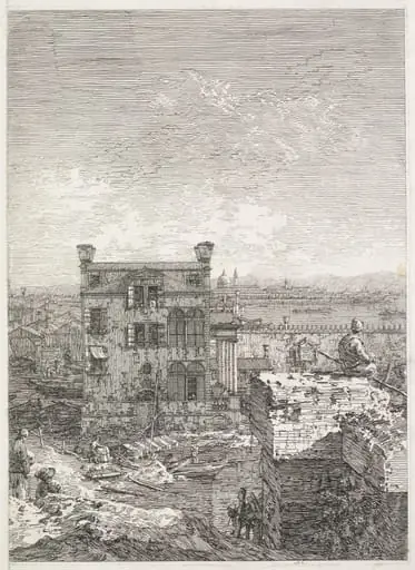 Views:  A House Surrounded by Six Columns, by Canaletto