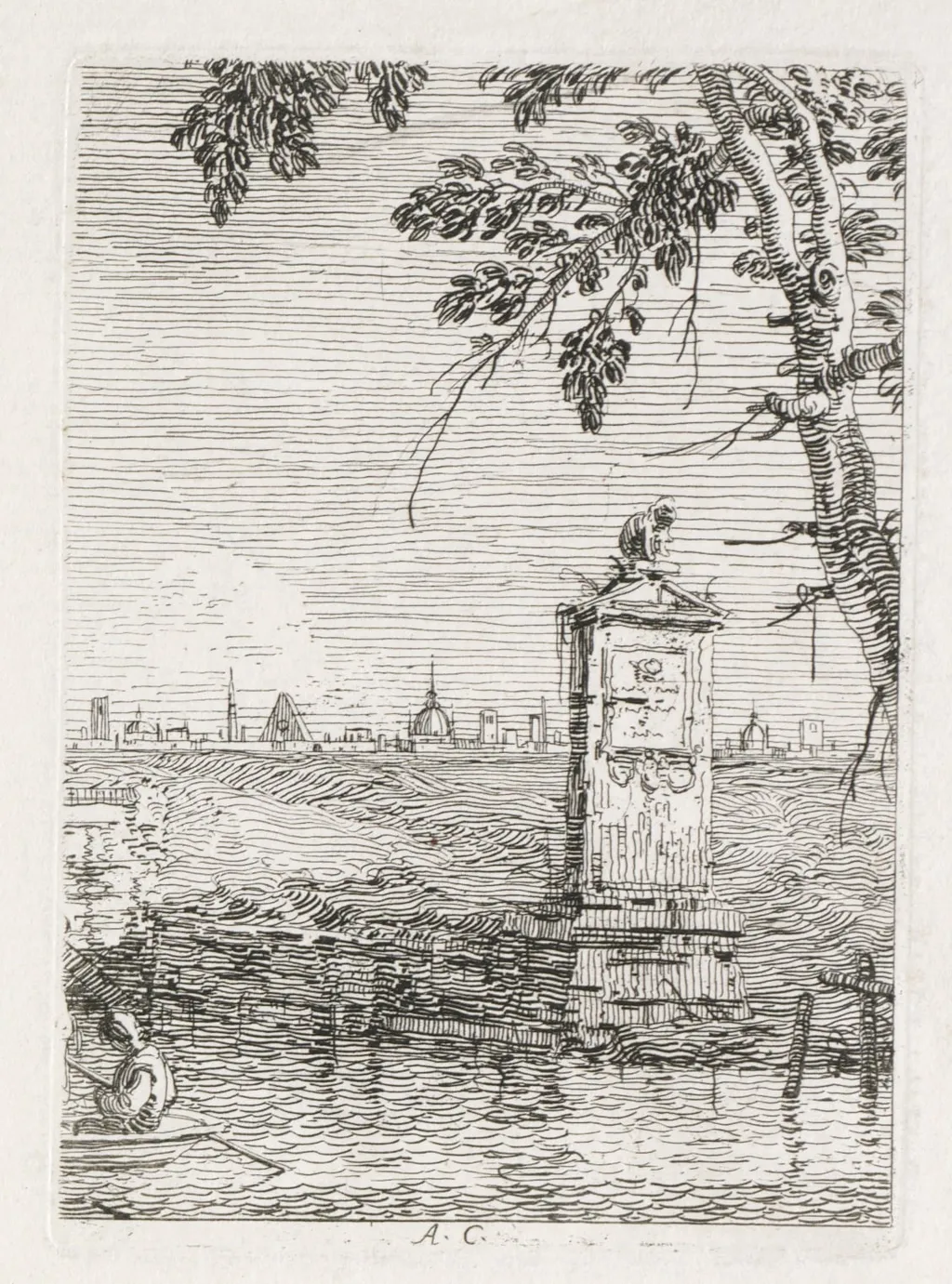 Views: The Little Monument under a Tree, by Canaletto, 1740