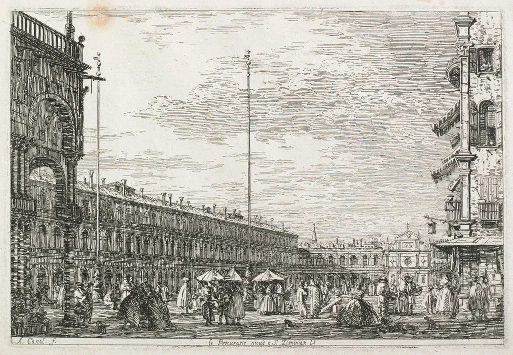 Views: The Procurator's Palace and the Church of St. Géminien, Venice, by Canaletto, 1740