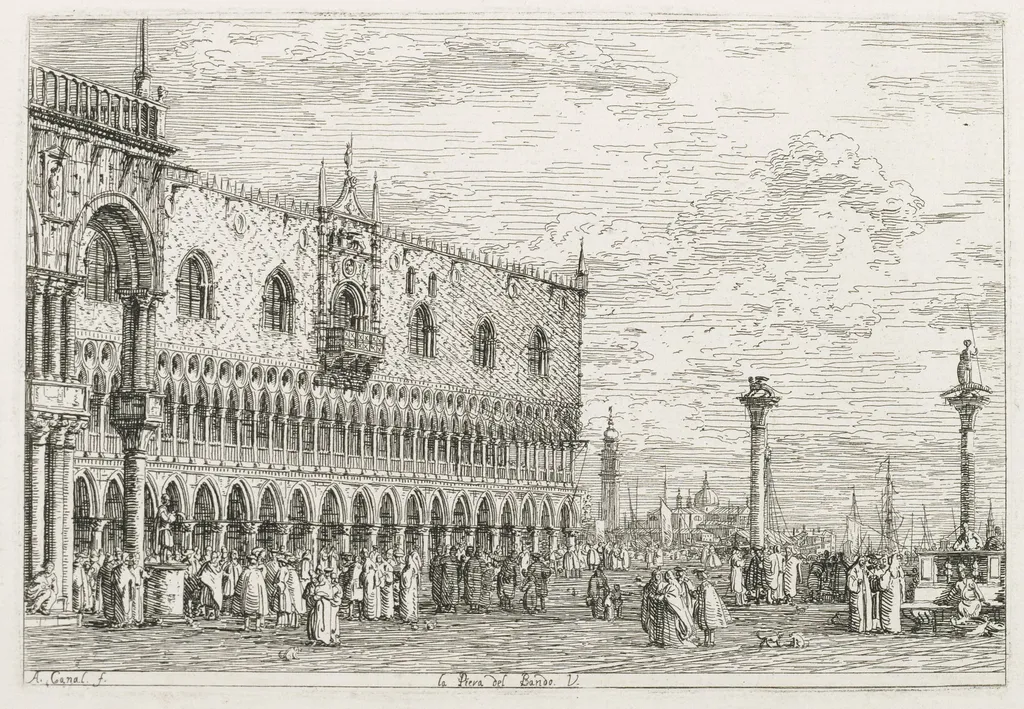 Views: The Stone of Proclamation at Venice, by Canaletto, 1740