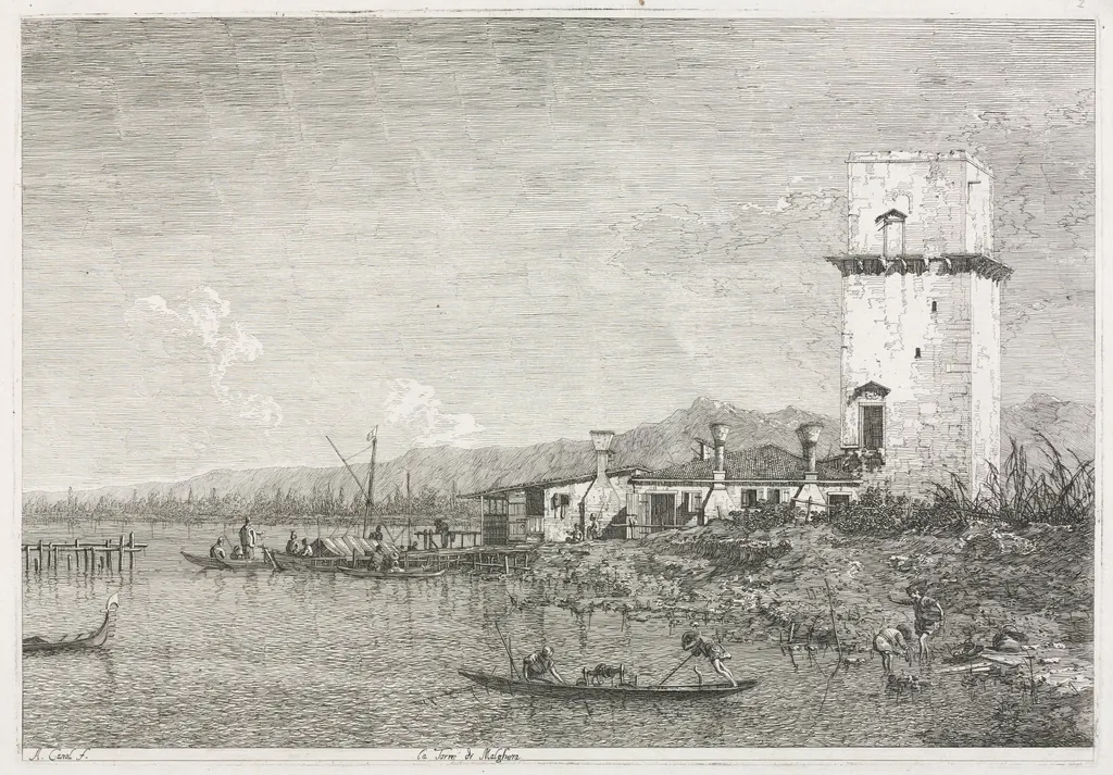 Views: The Tower of Malghera, by Canaletto, 1740