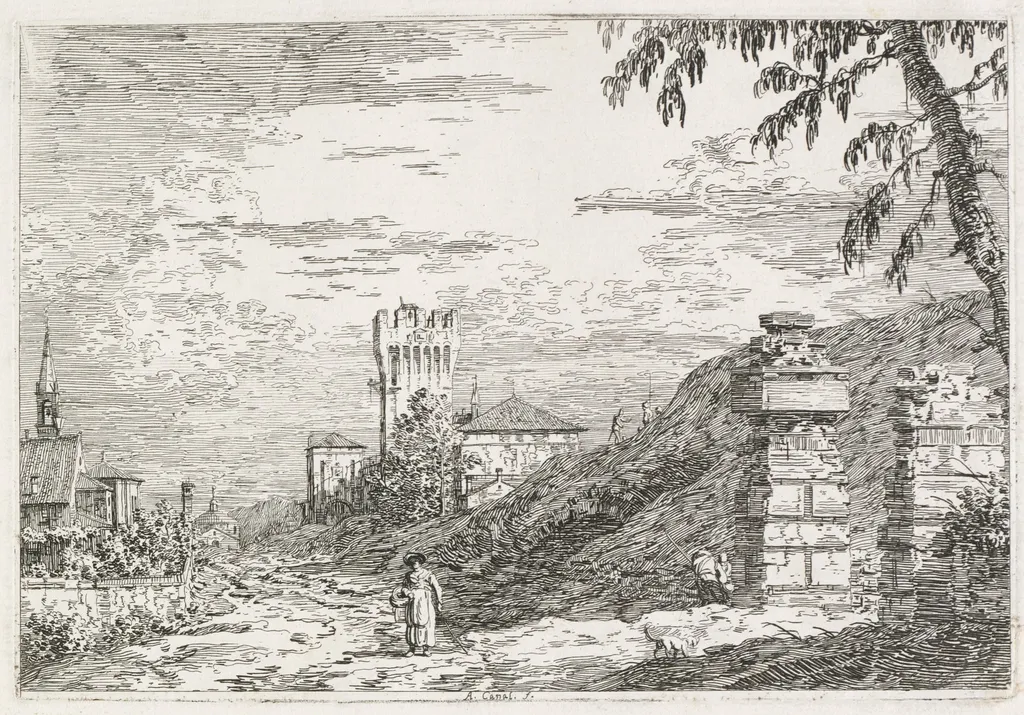 Views: Two Ruined Pillars, by Canaletto, 1740