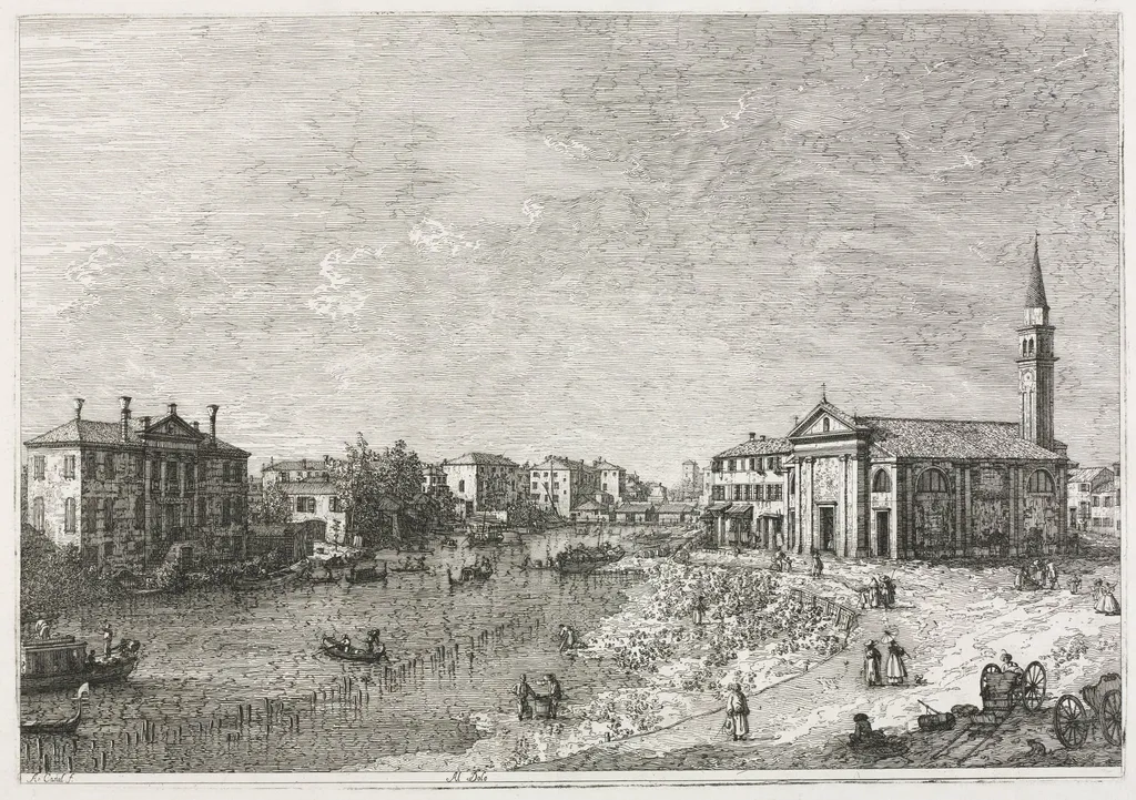 Views: View of Dolo, A Town on the Brenta, West of Venice, by Canaletto, 1740