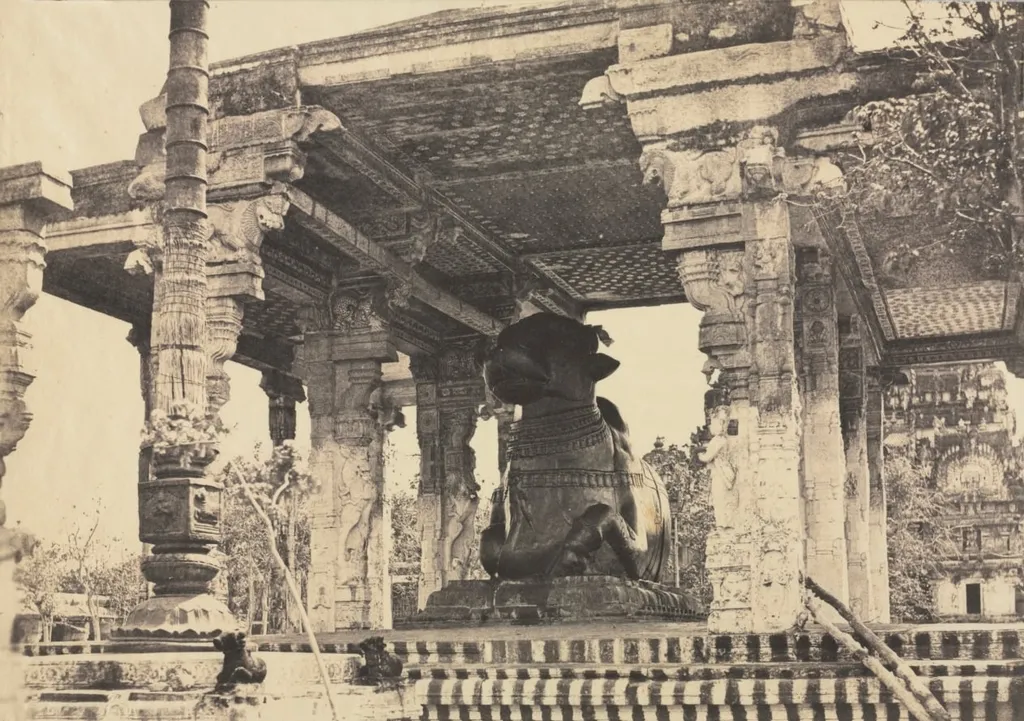Great Pagoda, Great Bull, Front View, Tanjore, India (Rajarajeshvara Temple), plate 12 from Photographic Views of Tanjore and Trivady (Madras: Madras Presidency), by Captain Linnaeus Tripe, 1857