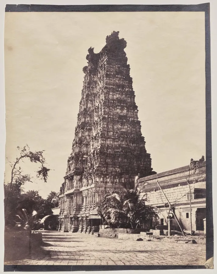 Western Gateway (Gopuram) of the Minakshi Sundareshvara Temple, Madurai, by Captain Linnaeus Tripe, 1858