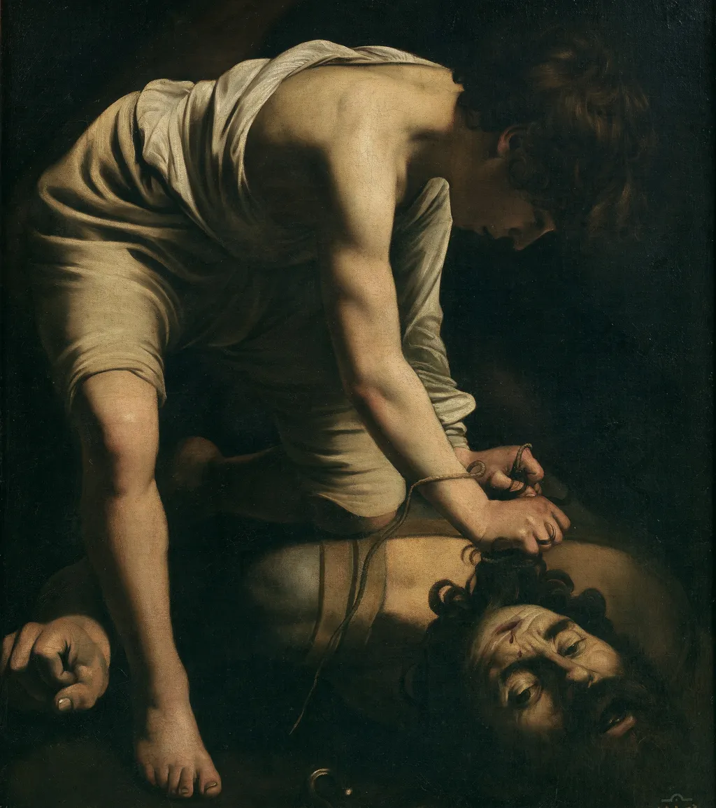 David and Goliath, by Caravaggio, oil, 1600