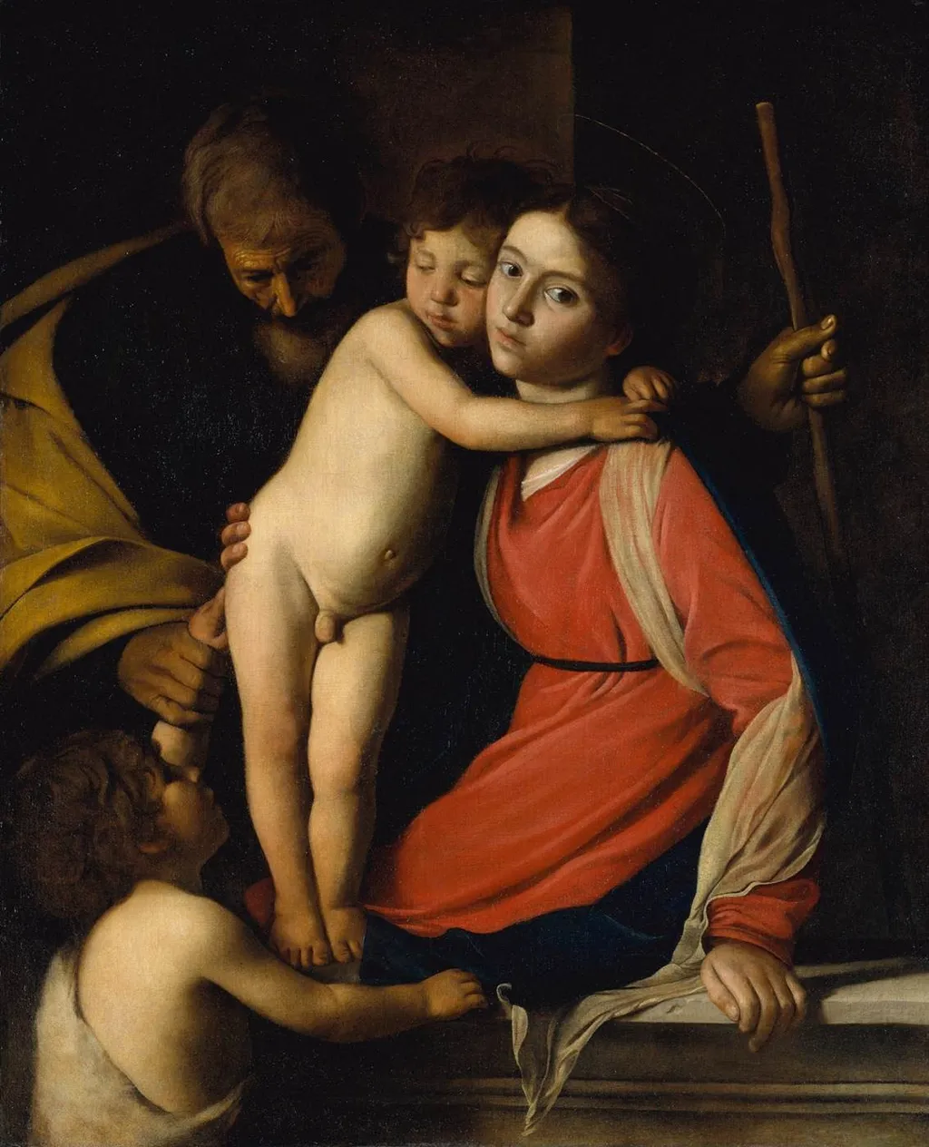 The Holy Family with Saint John the Baptist, by Caravaggio, oil, 1600