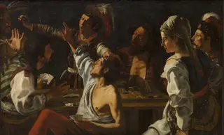 Card and Backgammon Players. Fight over Cards