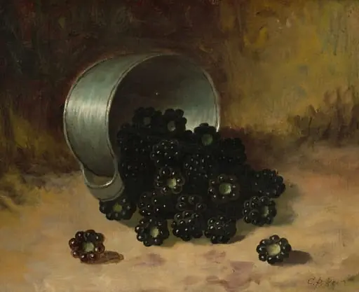 Blackberries Spilling from Tin Cup, by Carducius Plantagenet Ream