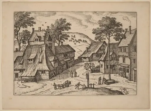 Village Square with Shrine, by Carel Collaert