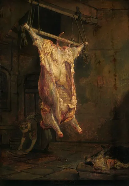 A Slaughtered Ox, by Carel Fabritius, oil, 1640