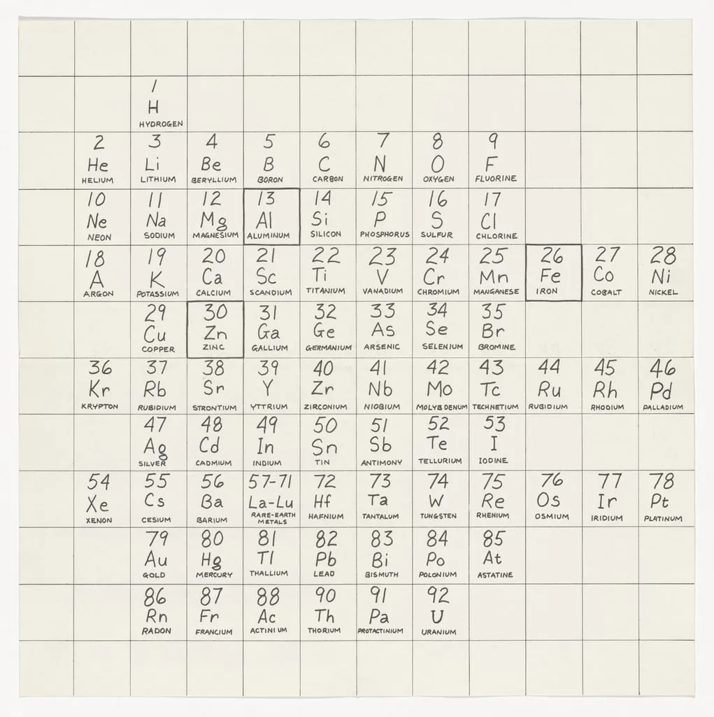 Untitled, by Carl Andre, ink, 1968