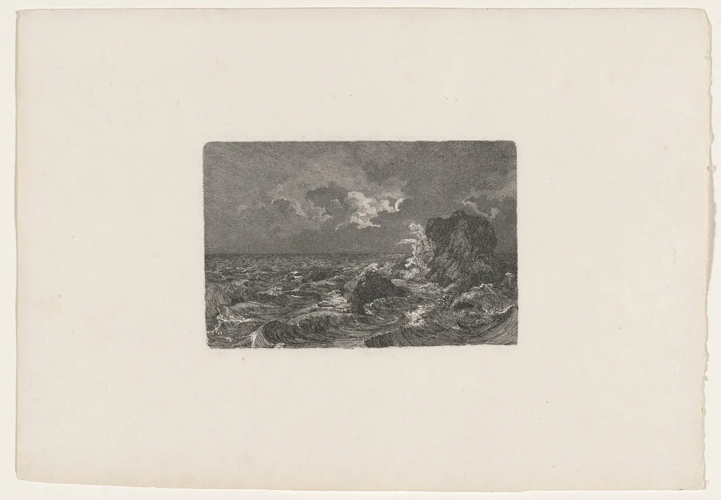 Surging Waves, by Carl August Lebschée, ink, 1828