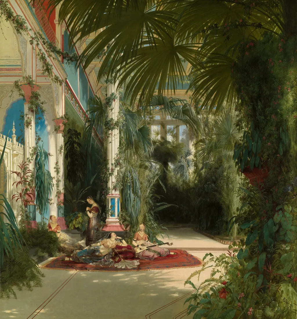 The Interior of the Palm House on the Pfaueninsel Near Potsdam, by Carl Blechen, oil, 1834