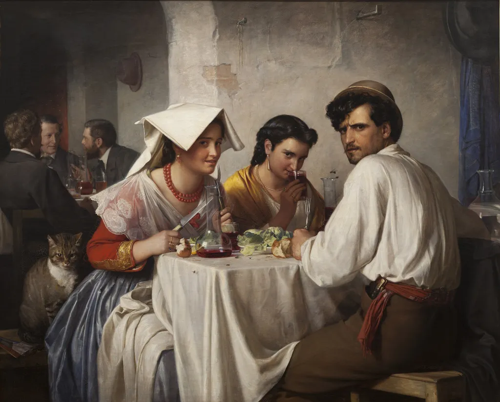 In a Roman Osteria, by Carl Bloch, oil, 1866