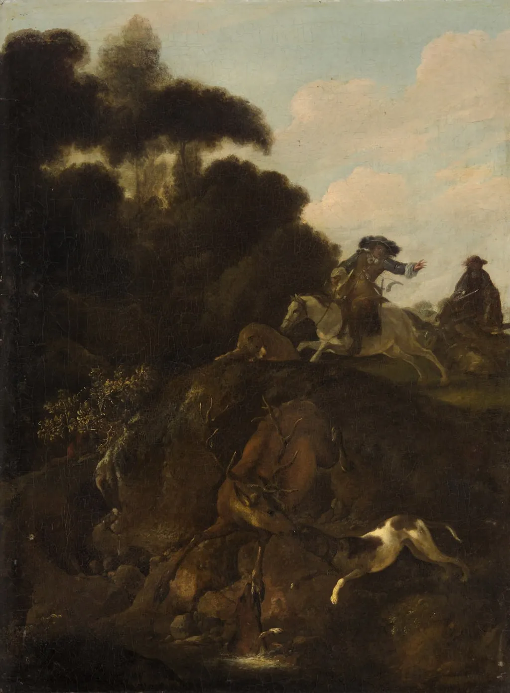 Deer hunt, by Carl Borromäus Andreas Ruthart, oil, 1660