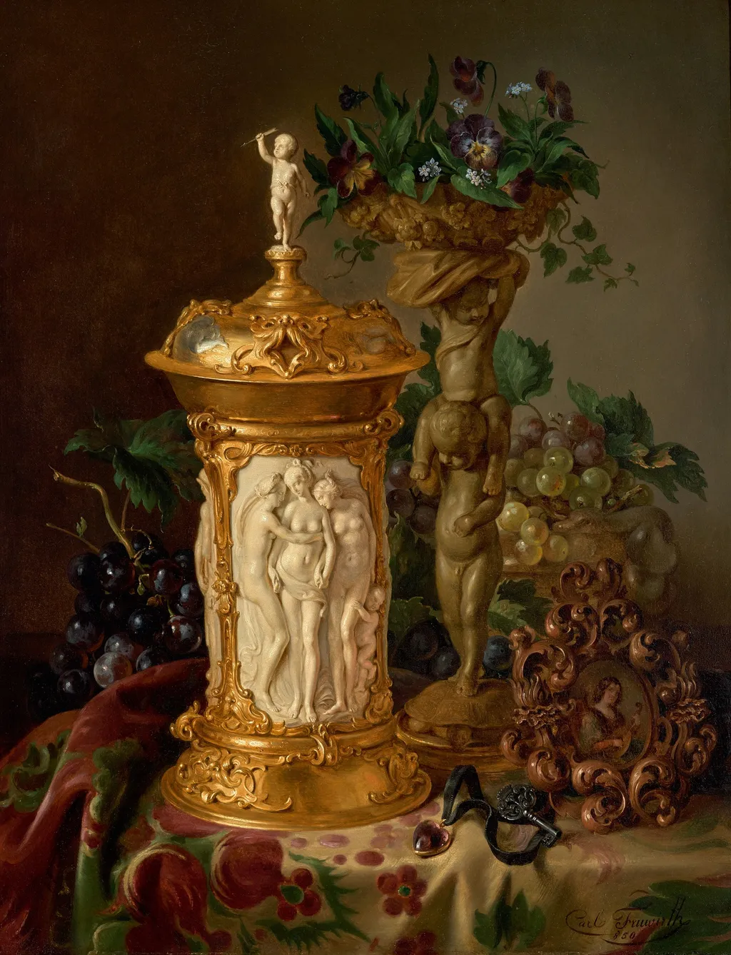 Stillleben, by Carl Borromäus Fruwirth, oil, 1850