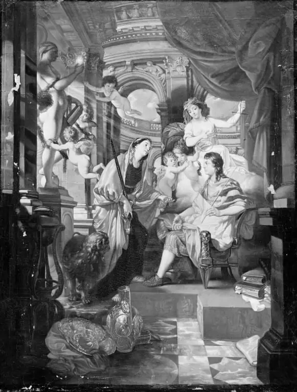 En ung fyrste på sin trone omgivet af allegoriske figurer, by Carl Christian Gottlieb