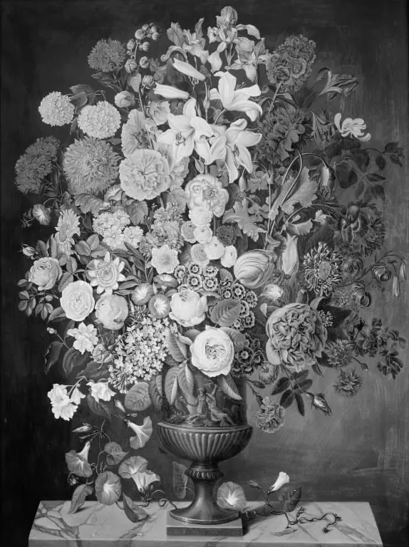 Blomster i en vase, by Carl Christian Seydewitz, oil, 1830
