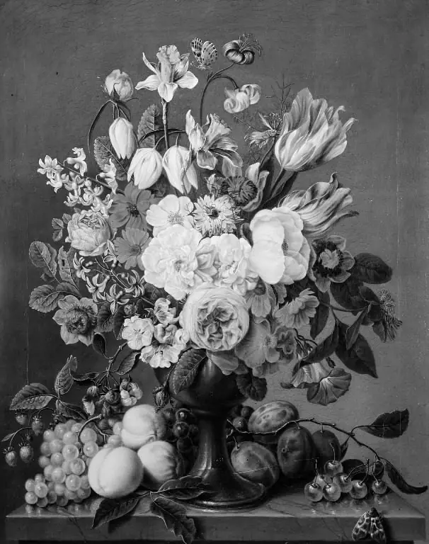 Blomster i en vase omgivet af frugter, by Carl Christian Seydewitz