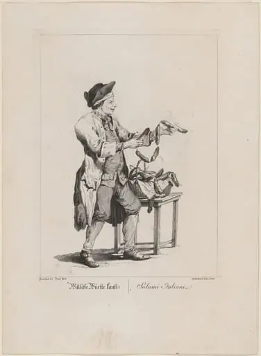 Wälsche Würste kauft! (Sausage Seller), by Carl Conti