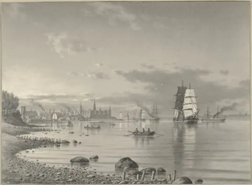 Shipping on the Oresund with Helsingor and Kronborg Castle in the Distance, by Carl Emil Baagöe