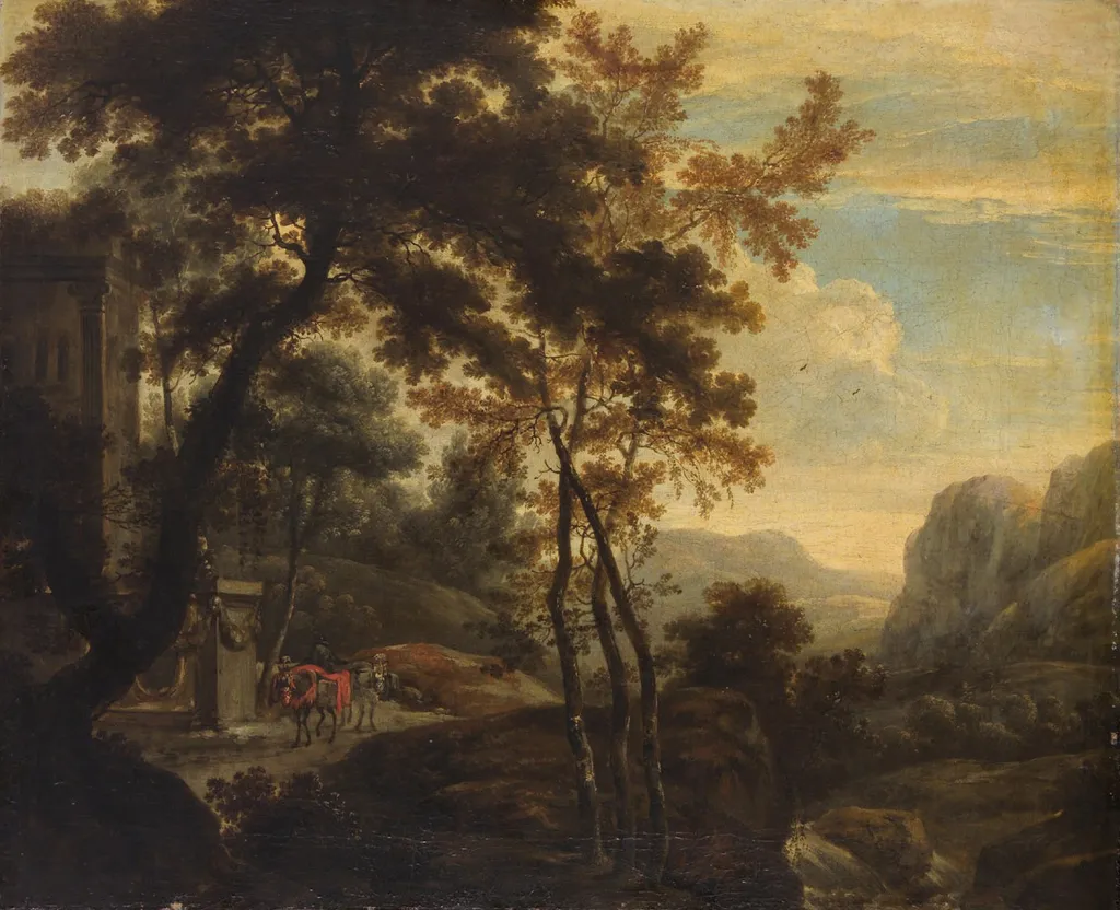 Mountainous landscape, by Carl Ferdinand Fabritius, paint, 1661