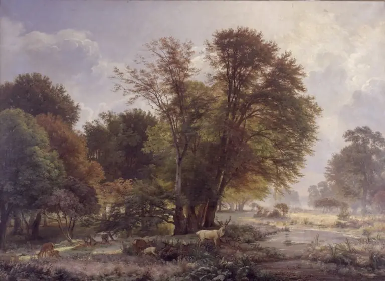 Efterårsmorgen i Jægersborg Dyrehave, by Carl Frederik Aagaard