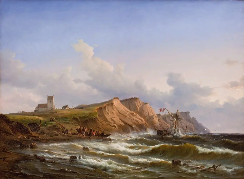 Shipwreck after a Storm off the West Coast of Jutland near Ferring Church, by Carl Frederik Sørensen