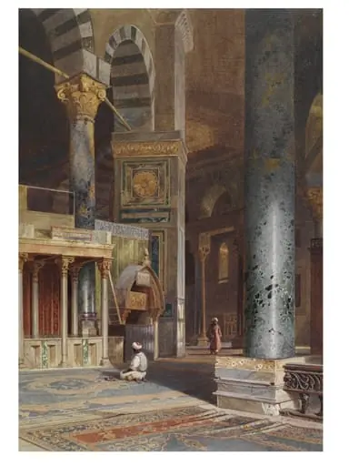 Interior of the Dome of the Rock, Jerusalem, by Carl Friedrich Heinrich Werner