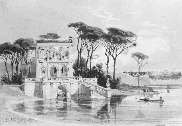 Italian Lake Scene with Villa (from Cropsey Album) — Hamburger Künstlerverein von 1832