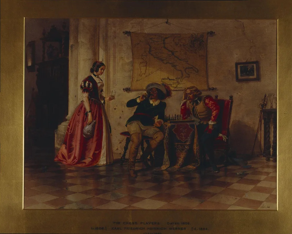 The chess players, by Carl Friedrich Heinrich Werner, watercolor, 1858